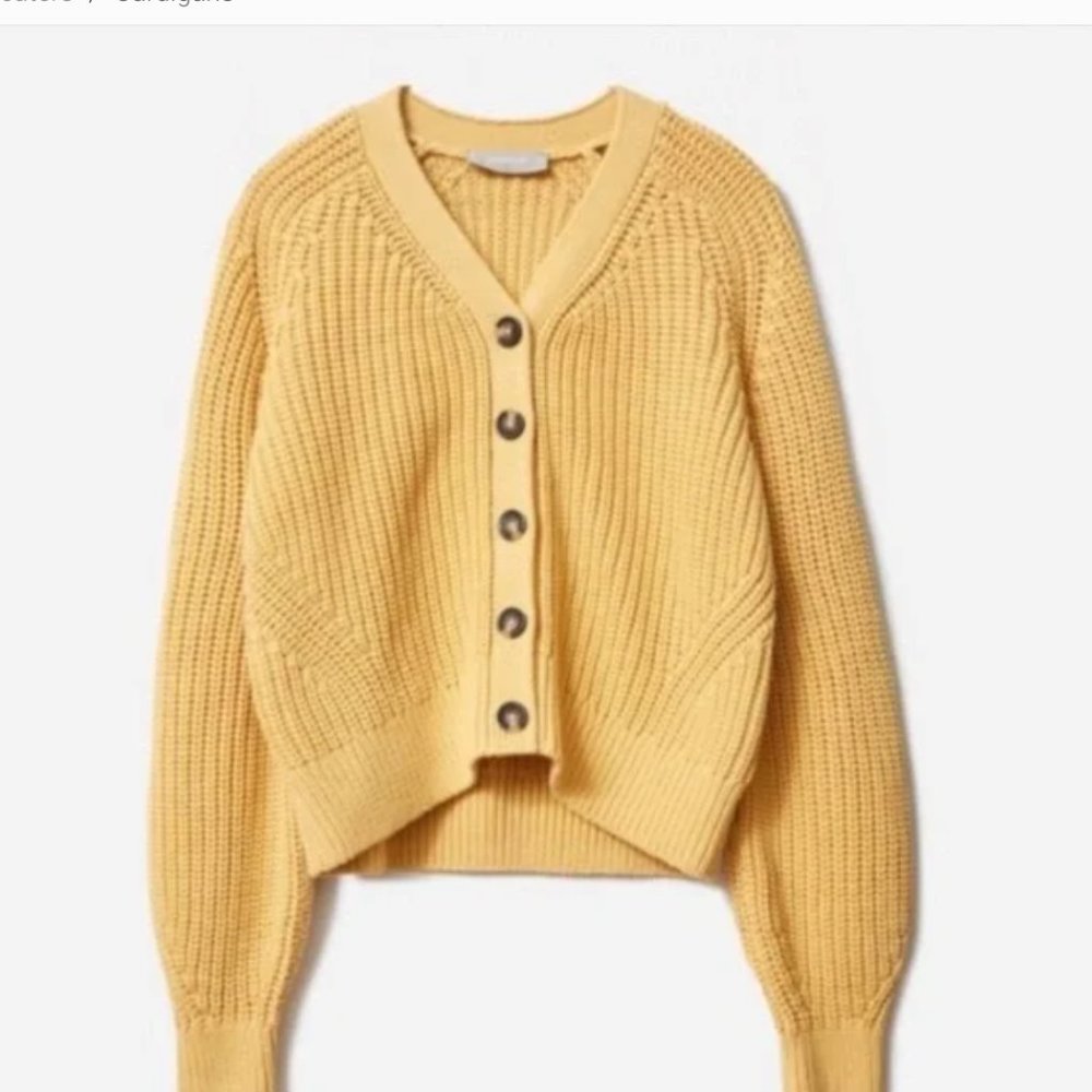 Everlane Chunky Cotton Cardigan in Butter Yellow, S